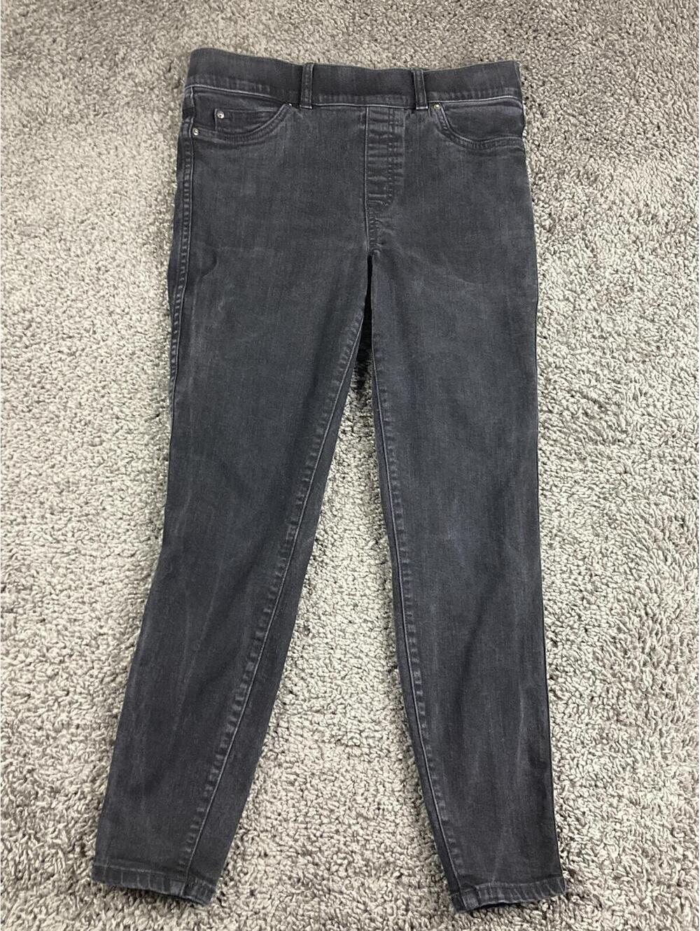 Spanx Jean-ish Ankle Leggings Black Skinny Slimming Pull On Jeggings Sz Medium